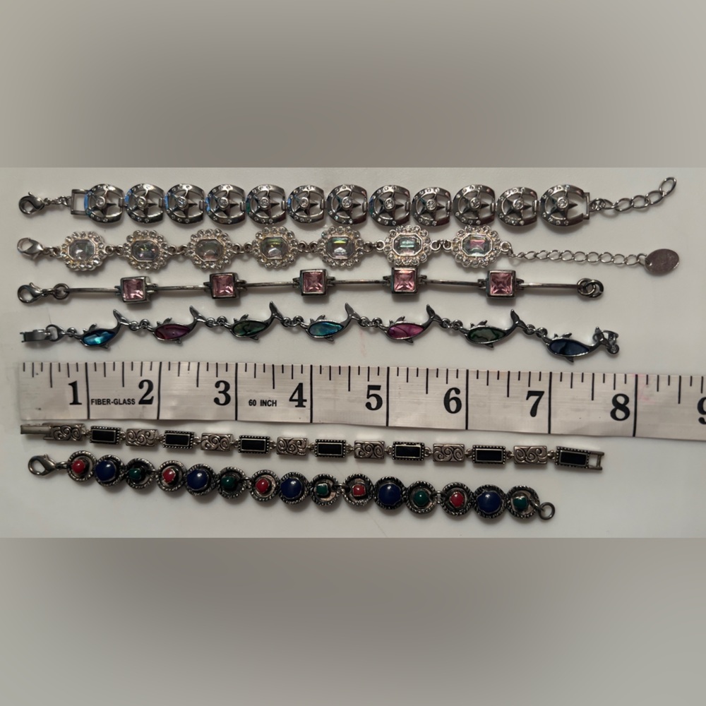 Silver Toned Multibrand Multi-Colored Gemstone Br… - image 4